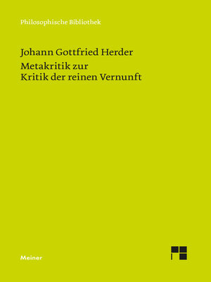 cover image of Metakritik zur Kritik der reinen Vernunft